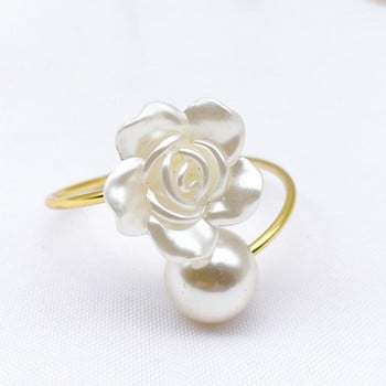 Επιτραπέζια σκεύη ξενοδοχείου Pearl White Flower Κουμπί χαρτοπετσέτας απλό δαχτυλίδι χαρτοπετσέτας Δαχτυλίδι για πάρτι για πετσέτες Προμήθειες για πρωτοχρονιάτικο πάρτι