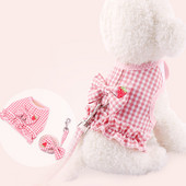 Mīlīgs suņu iejūga pavadas komplekts mugursoma Plaids Print Butterfly Elpojošs siets mājdzīvnieku zirglietas Kaķi Veste Suņu vilces virves piederumi