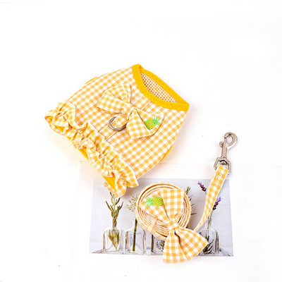 Mīlīgs suņu iejūga pavadas komplekts mugursoma Plaids Print Butterfly Elpojošs siets mājdzīvnieku zirglietas Kaķi Veste Suņu vilces virves piederumi