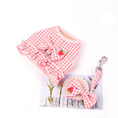 Mīlīgs suņu iejūga pavadas komplekts mugursoma Plaids Print Butterfly Elpojošs siets mājdzīvnieku zirglietas Kaķi Veste Suņu vilces virves piederumi