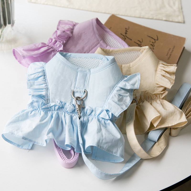 Mežģīņu svārki krūšu siksna pavada pastaigu suns kaķis veste apģērbs Teddy Jorkšīras šnaucers Maltas bišons suns piederumi suņu kaklasiksnas