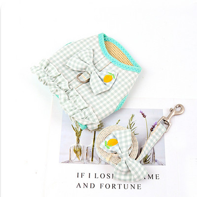 Jauki suņu iejūgu pavadu komplekts mugursoma Plaid Print Butterfly Elpojoša sieta mājdzīvnieku zirglieta Bichon Teddy Cats Vestes suņu aksesuāri