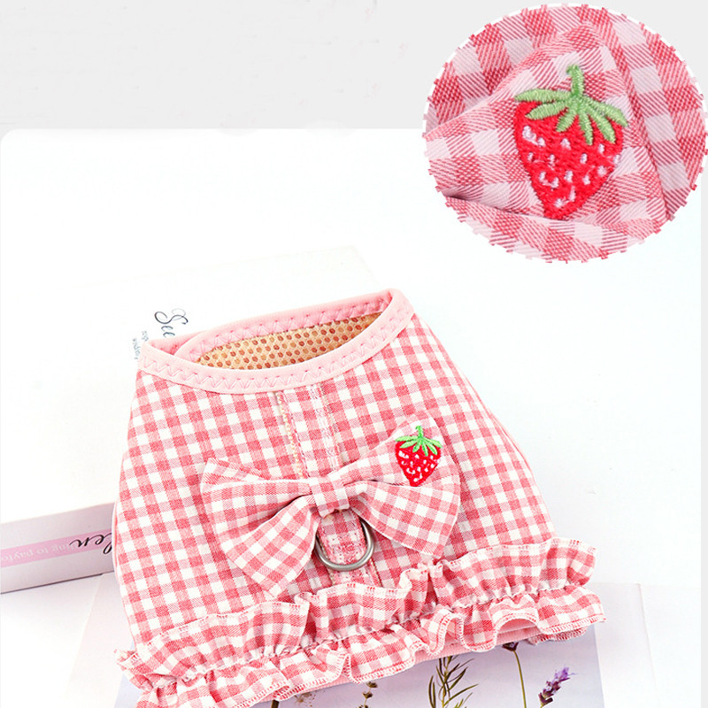 Jauki suņu iejūgu pavadu komplekts mugursoma Plaid Print Butterfly Elpojoša sieta mājdzīvnieku zirglieta Bichon Teddy Cats Vestes suņu aksesuāri