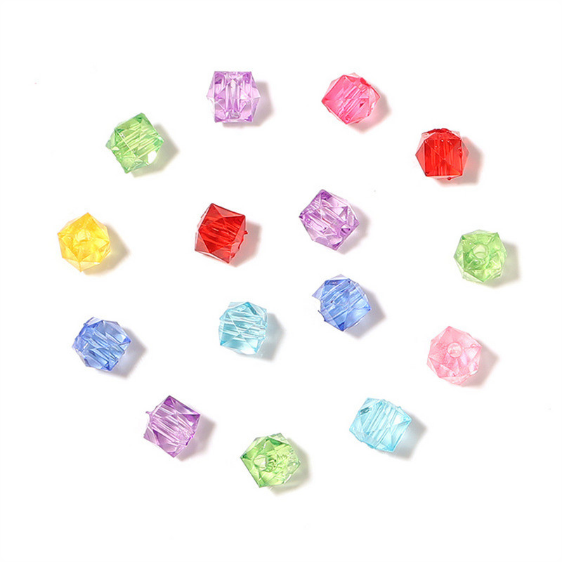 100gab/iepakojumā akrila caurspīdīgs taisns caurums krāsa daudzšķautņaina dimanta krelles krelles diy roku stīgu aksesuāri vairumtirdzniecība