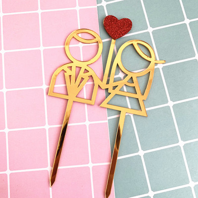 Mīlestības kāzu akrila kūkas virsma Zelta rožu ziedu akrila kūku virsma kāzu jubilejas ballīšu kūku dekorēšanai 2019. gada Jaunums