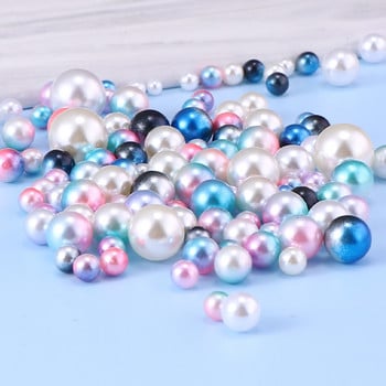 6-10mm Rainbow Color ABS Imitation Pearls Round Plastic Spacer Bead No-hole For DIY Crafts Βραχιόλι κολιέ Κατασκευή κοσμημάτων