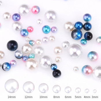 6-10mm Rainbow Color ABS Imitation Pearls Round Plastic Spacer Bead No-hole For DIY Crafts Βραχιόλι κολιέ Κατασκευή κοσμημάτων