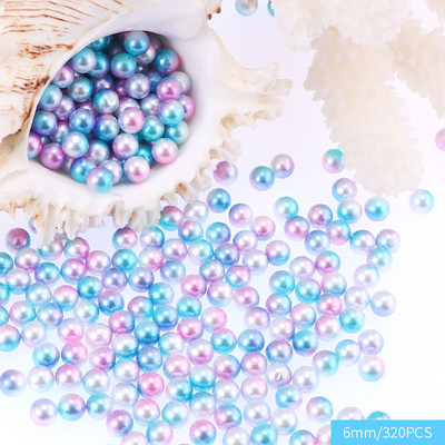 6-10 mm varavīksnes krāsas ABS pērļu imitācijas apaļas plastmasas starplikas lodītes bez cauruma priekš DIY amatniecības rokassprādzes kaklarotas rotaslietu izgatavošanai