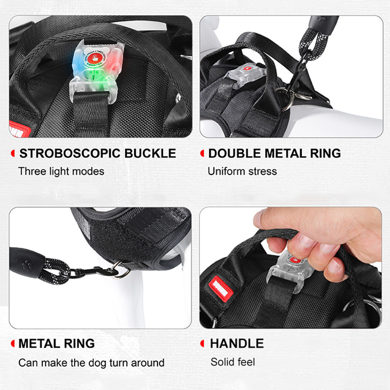 Jaunas mājdzīvnieku suņu siksnas LED apgaismojoša suņu siksna, atstarojoša, regulējama siksna āra pastaigu vestei, kas paredzēta vidēji lieliem suņiem
