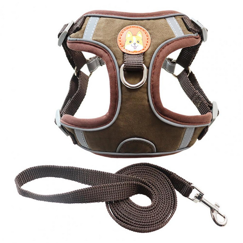 2 gab./komplektā Mājdzīvnieku suņu iejūga pavadas komplekts Atstarojošās sloksnes novērš elpojošu suņu krūškurvja siksnas vilkšanu maziem un vidējiem