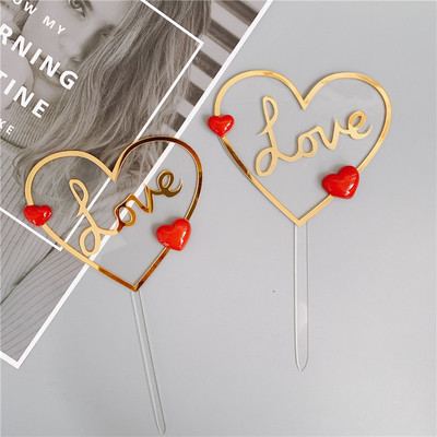 Ins Acrylic Cake Topper Acrylic Happy Birthday Cake Toppers for Wedding Valentine`s Party Cake Dessert Decoration Gift Cake Flag