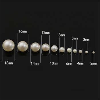 3/4/5/6/8/10/12/14/16/18mm ABS Imitation Pearl Pure White/Ivory Bulk Non-porous Pearls for DYI αξεσουάρ και κατασκευή κοσμημάτων