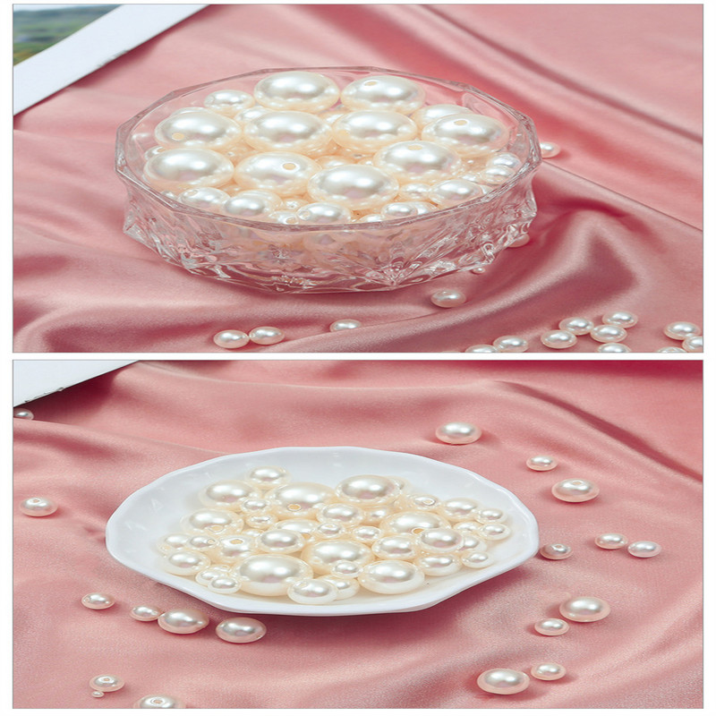 3/4/5/6/8/10/12/14/16/18mm ABS pērļu imitācija tīri balta/ziloņkaula lielapjoma neporainas pērles DYI aksesuāru un rotaslietu izgatavošanai