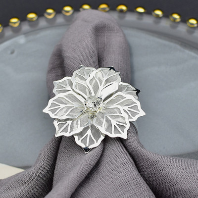 6Pcs Napkin Rings 3D Flower Serviette Buckle Napkin Holder For Wedding DIY Party Dinner Birthday Banquet Mother`s Day Ornament