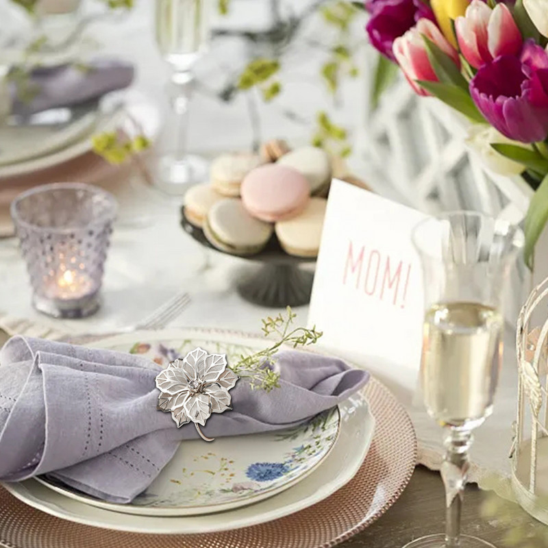 6 vnt. Servetėlių žiedai 3D gėlių servetėlių sagties servetėlių laikiklis vestuvėms „pasidaryk pats“ vakarėliui Gimtadienio banketui Motinos dienos papuošalas