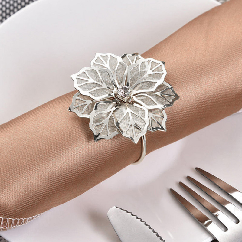 6 vnt. Servetėlių žiedai 3D gėlių servetėlių sagties servetėlių laikiklis vestuvėms „pasidaryk pats“ vakarėliui Gimtadienio banketui Motinos dienos papuošalas