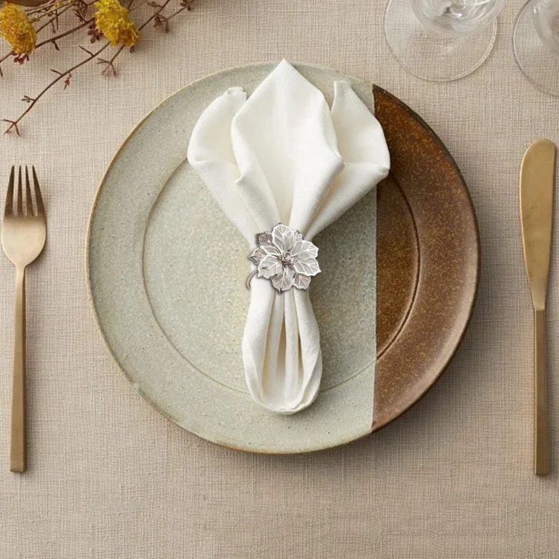 6 vnt. Servetėlių žiedai 3D gėlių servetėlių sagties servetėlių laikiklis vestuvėms „pasidaryk pats“ vakarėliui Gimtadienio banketui Motinos dienos papuošalas