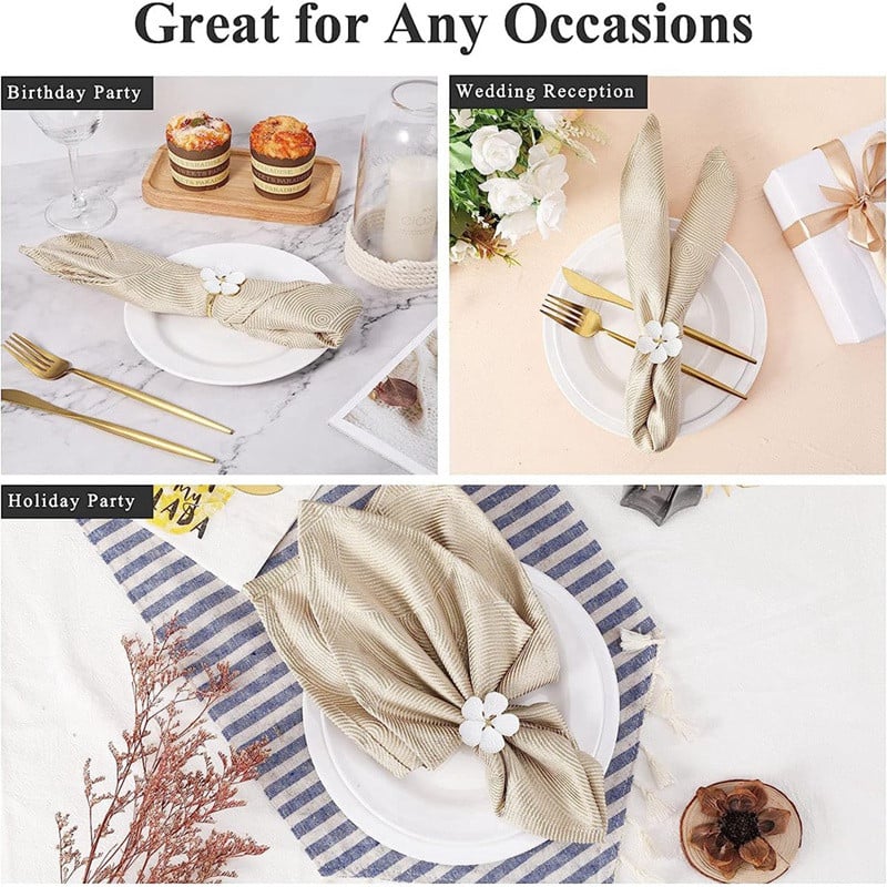 Szalvéta gyűrűk, 12 DB Virágok Szalvétagyűrűtartók Vacsoraasztalok Gyűrűk Elegáns díszes asztalterítés dekoráció, fehér