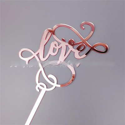 Love Wedding CakeTopper Akrila zelta sirds caurspīdīgs cupcake topper kāzu dzimšanas dienas saderinātai ballīšu kūku dekorēšanai