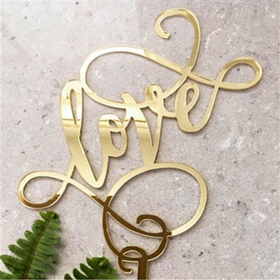 Love Wedding CakeTopper Akrila zelta sirds caurspīdīgs cupcake topper kāzu dzimšanas dienas saderinātai ballīšu kūku dekorēšanai