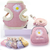 Suņu siksnas un pavadas komplekts Uzkodu soma Mīksta, silta izšūšana Kaķu siksnas pavada maziem un vidējiem suņiem Veste pastaigām ārā