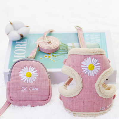 Suņu siksnas un pavadas komplekts Uzkodu soma Mīksta, silta izšūšana Kaķu siksnas pavada maziem un vidējiem suņiem Veste pastaigām ārā