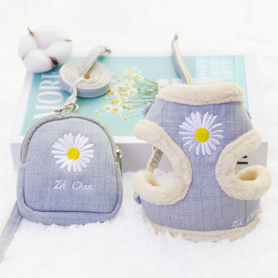 Suņu siksnas un pavadas komplekts Uzkodu soma Mīksta, silta izšūšana Kaķu siksnas pavada maziem un vidējiem suņiem Veste pastaigām ārā