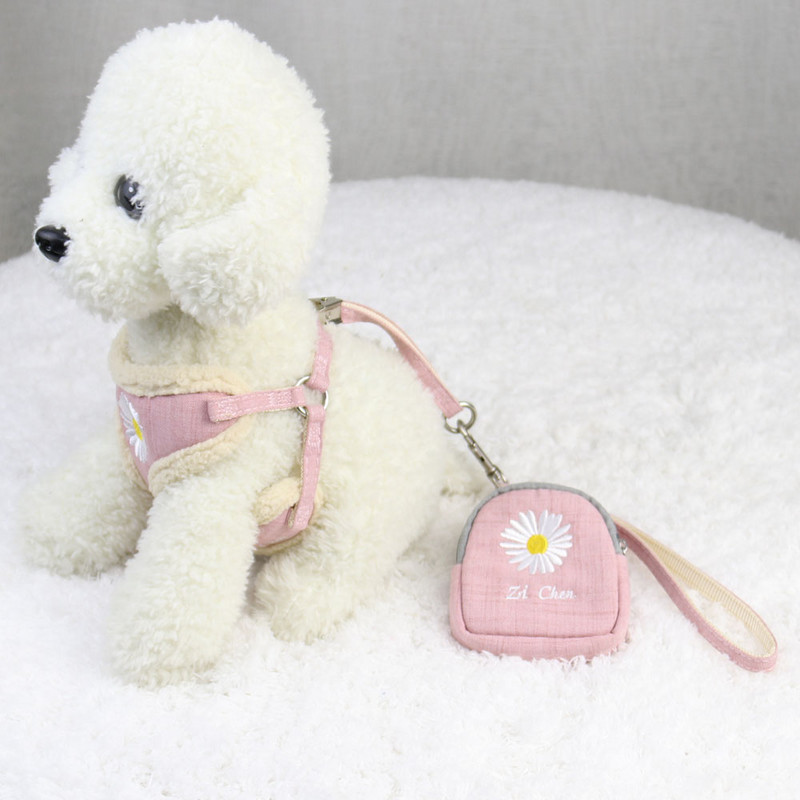 Suņu siksnas un pavadas komplekts Uzkodu soma Mīksta, silta izšūšana Kaķu siksnas pavada maziem un vidējiem suņiem Veste pastaigām ārā