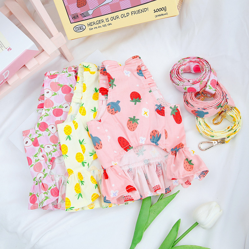 2023. gada jauni pavasara suņu apkakles svārki ar puķainu mājdzīvnieku princeses svārki, kas pavelkami ar pogu Maza suņa kleita, zirglieta kucēnu apģērbs Ropa Perro mopsis