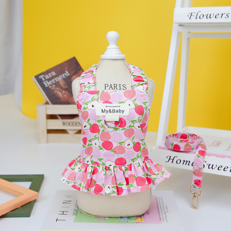 2023. gada jauni pavasara suņu apkakles svārki ar puķainu mājdzīvnieku princeses svārki, kas pavelkami ar pogu Maza suņa kleita, zirglieta kucēnu apģērbs Ropa Perro mopsis