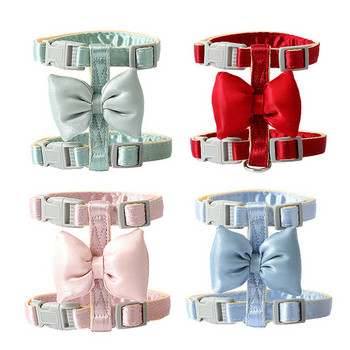 Fashion Bling Pet Puppy Dog Harness Leash with Bowknot for Small Dogs Puppy Cat Chihuahua Accessories Pet Walking Eard