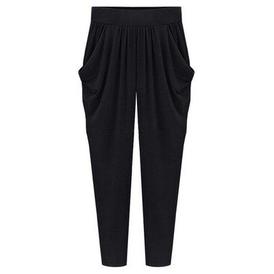 Plus Size 8XL 140kg Γυναικείο παντελόνι Harem Ψηλό ελαστικό παντελόνι με πλισέ τσέπες Λεπτό λεπτό γυναικείο φαρδύ παντελόνι μέχρι τον αστράγαλο