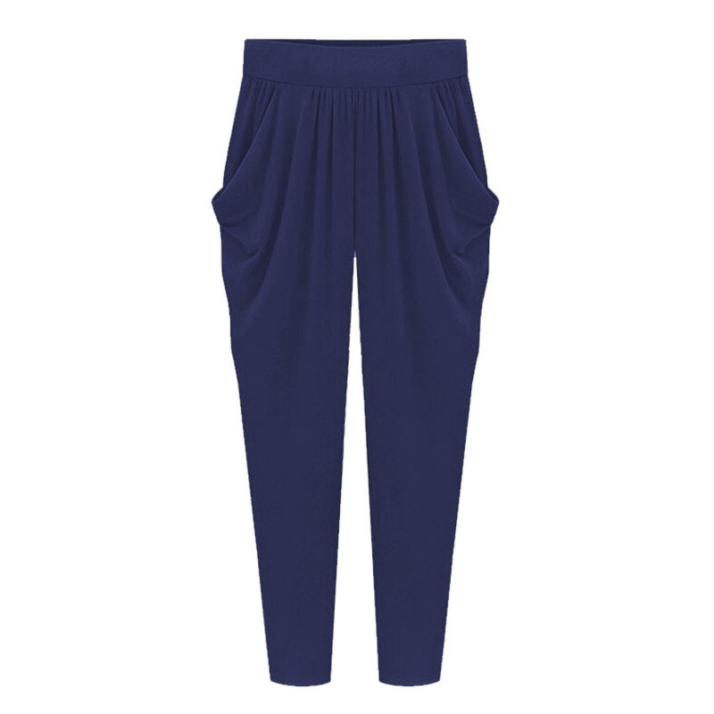 Plus Size 8XL 140kg Γυναικείο παντελόνι Harem Ψηλό ελαστικό παντελόνι με πλισέ τσέπες Λεπτό λεπτό γυναικείο φαρδύ παντελόνι μέχρι τον αστράγαλο