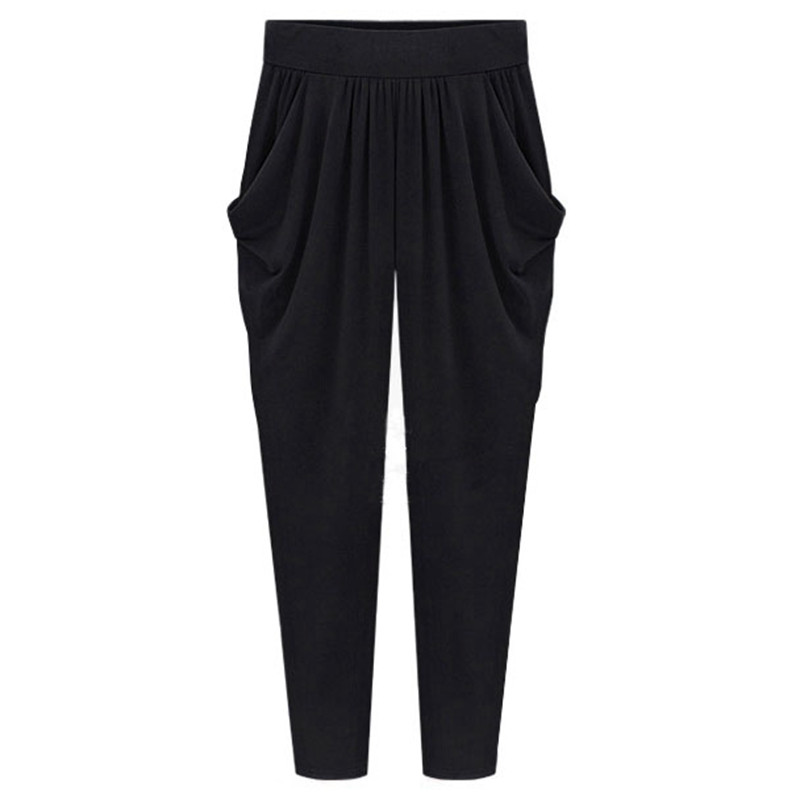 Plus Size 8XL 140kg Γυναικείο παντελόνι Harem Ψηλό ελαστικό παντελόνι με πλισέ τσέπες Λεπτό λεπτό γυναικείο φαρδύ παντελόνι μέχρι τον αστράγαλο
