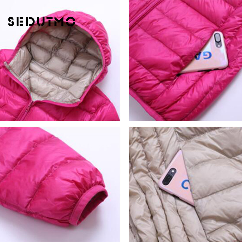 SEDUTMO ziemas lielizmēra 3XL pīļu dūnu mētelis sieviešu ar kapuci abās pusēs valkājamas jakas Ultra Light Coat pavasara puffer jaka ED616