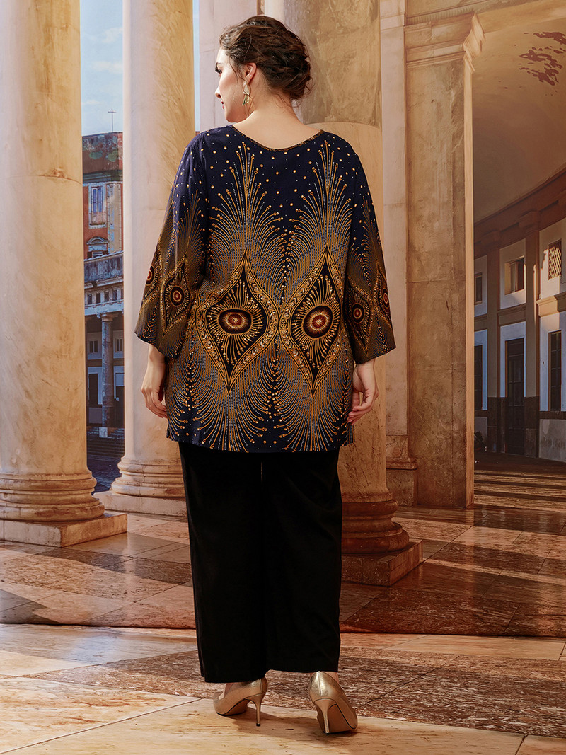 5XL Liela izmēra topi Sieviešu vasaras garām piedurknēm ar retro apdruku Vintage blūzes krekls brīvs, liela izmēra sieviešu topi sieviešu apģērbs