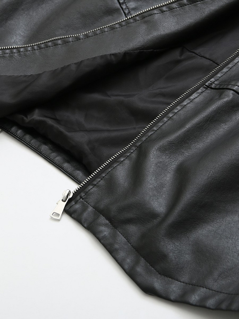 Pavasara/rudens sieviešu jaka Liela izmēra modes ikdienas apģērbi sieviešu mēteļi, mazgāti poliuretāna āda ar kapuci rāvējslēdzējs Chaqueta De Mujeres