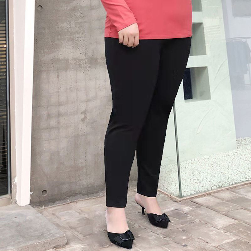 Ikdienišķas melnas taisnas bikses vintage kabatas, savilkšanas sānos Pnompeņas svītrainas elastīgas ar augstu vidukli pavasara rudens lielizmēra bikses