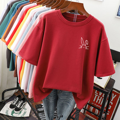 EBAIHUI 100 Cotton L-5XL Liela izmēra T krekls Karikatūras apdrukas T krekls ar īsām piedurknēm Sieviešu tops vasaras Kawaii Couple O Neck T krekli