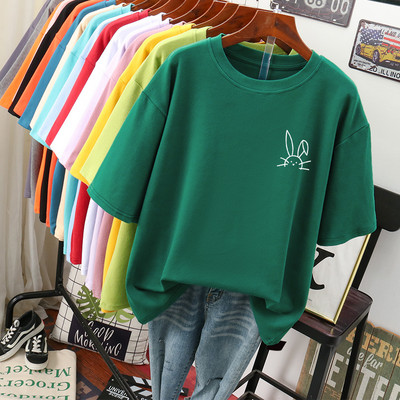 EBAIHUI 100 Cotton L-5XL Liela izmēra T krekls Karikatūras apdrukas T krekls ar īsām piedurknēm Sieviešu tops vasaras Kawaii Couple O Neck T krekli