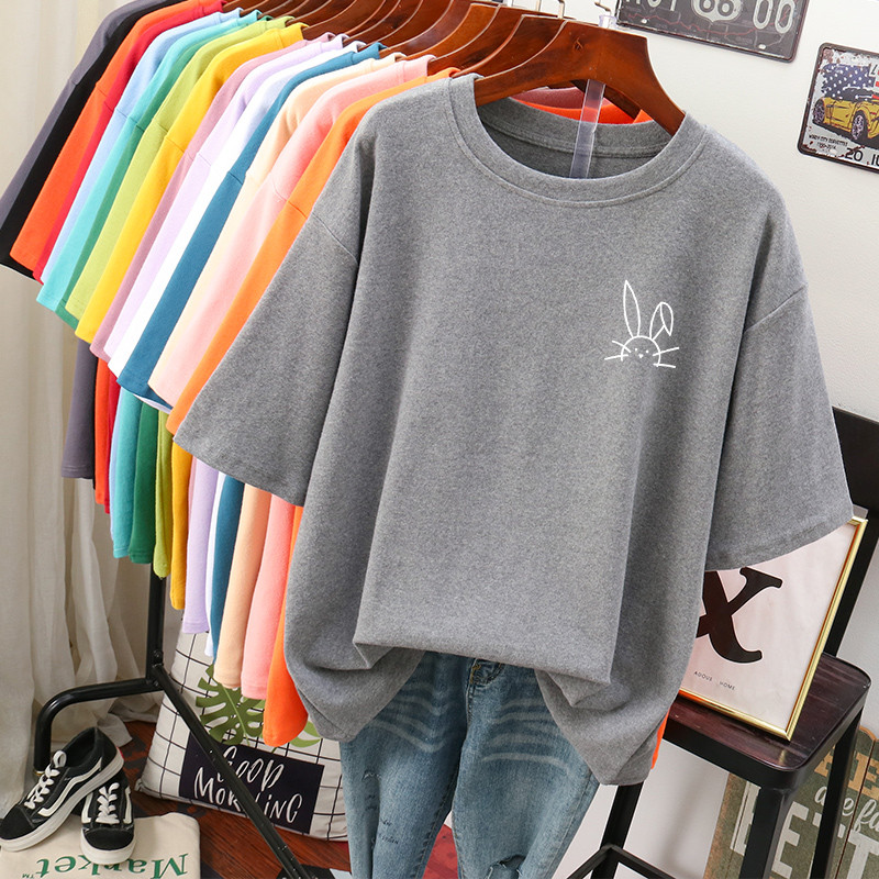 EBAIHUI 100 Cotton L-5XL Liela izmēra T krekls Karikatūras apdrukas T krekls ar īsām piedurknēm Sieviešu tops vasaras Kawaii Couple O Neck T krekli