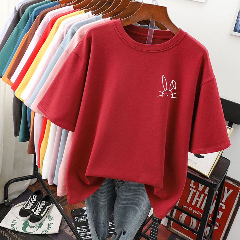 EBAIHUI 100 Cotton L-5XL Liela izmēra T krekls Karikatūras apdrukas T krekls ar īsām piedurknēm Sieviešu tops vasaras Kawaii Couple O Neck T krekli