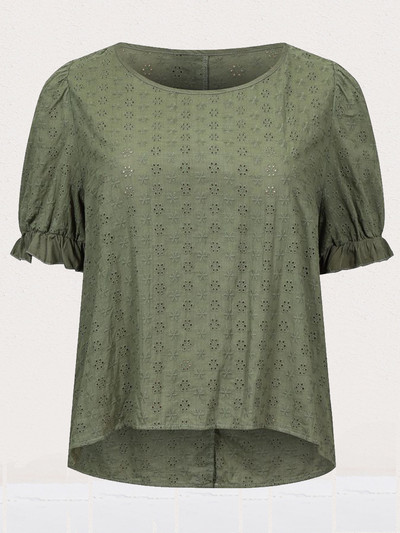 Finjani lielizmēra pogas detaļas Schiffy sieviešu blūze ar īsām piedurknēm dobi lielizmēra T-krekls Vasaras ikdienas temperamenta tops