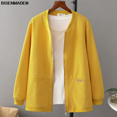 Sieviešu apģērbu jaka Liela izmēra rudens izstāde Plāns brīvs kokvilnas mētelis vienkāršs sieviešu beisbola formas tērps 839