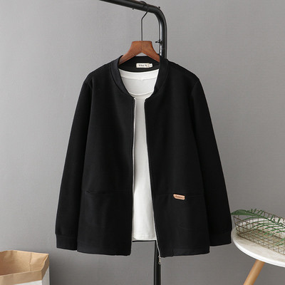 Sieviešu apģērbu jaka Liela izmēra rudens izstāde Plāns brīvs kokvilnas mētelis vienkāršs sieviešu beisbola formas tērps 839