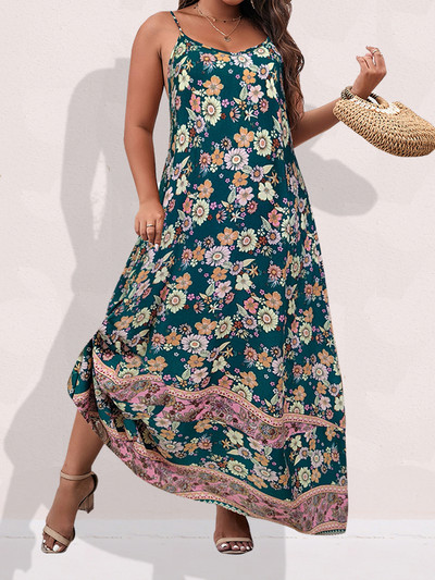 Finjani sieviešu kleita lielizmēra Cami kleitas vasaras Maxi kleita ar ziedu apdruku, svinīgas ballītes kleitas 2023.