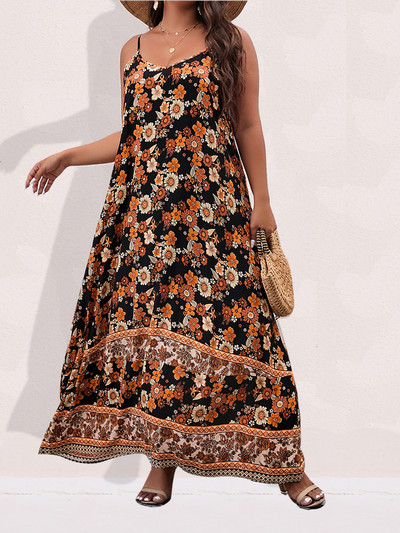 Finjani sieviešu kleita lielizmēra Cami kleitas vasaras Maxi kleita ar ziedu apdruku, svinīgas ballītes kleitas 2023.