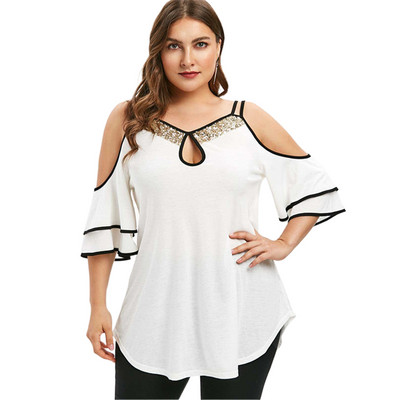 Tunica largi Plus Size Femei Top Street Wear Cu umăr dezactivat Tricou baggy supradimensionat Îmbrăcăminte pentru femei Mărime mare 4XL Îmbrăcăminte pentru femei