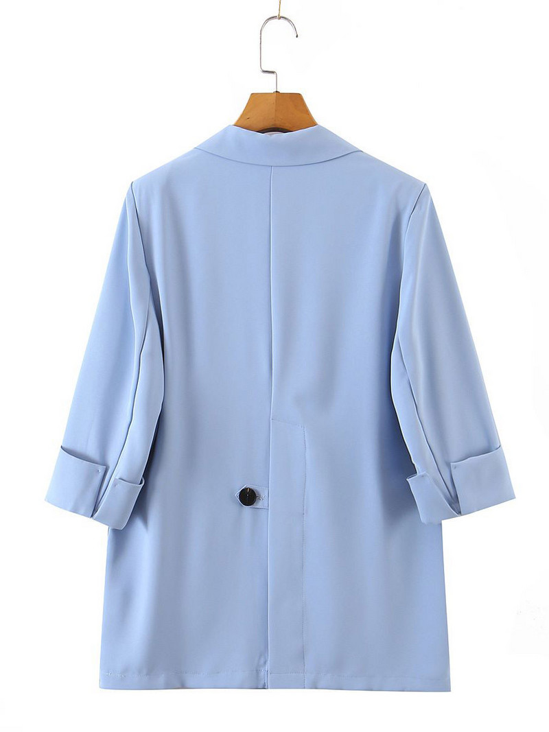 Labas kvalitātes lielizmēra uzvalka jaka sievietēm, 2023. gada pavasaris, vasara, plāns pretgrumbu pārklājums ar 3/4 piedurknēm virsdrēbes, izliektas