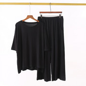 Liela izmēra 7XL 150 KG Sieviešu Modal Pidžamu komplekti Vasaras augšdaļa ar īsām piedurknēm un bikses Sieviešu mīksts guļamveļa uzvalks guļamveļa